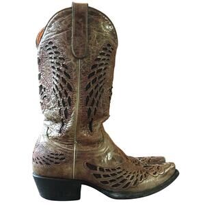 Cavendars Womens Boots 8 B Brown Angel Wing Snip Toe Cowgirl Western Country